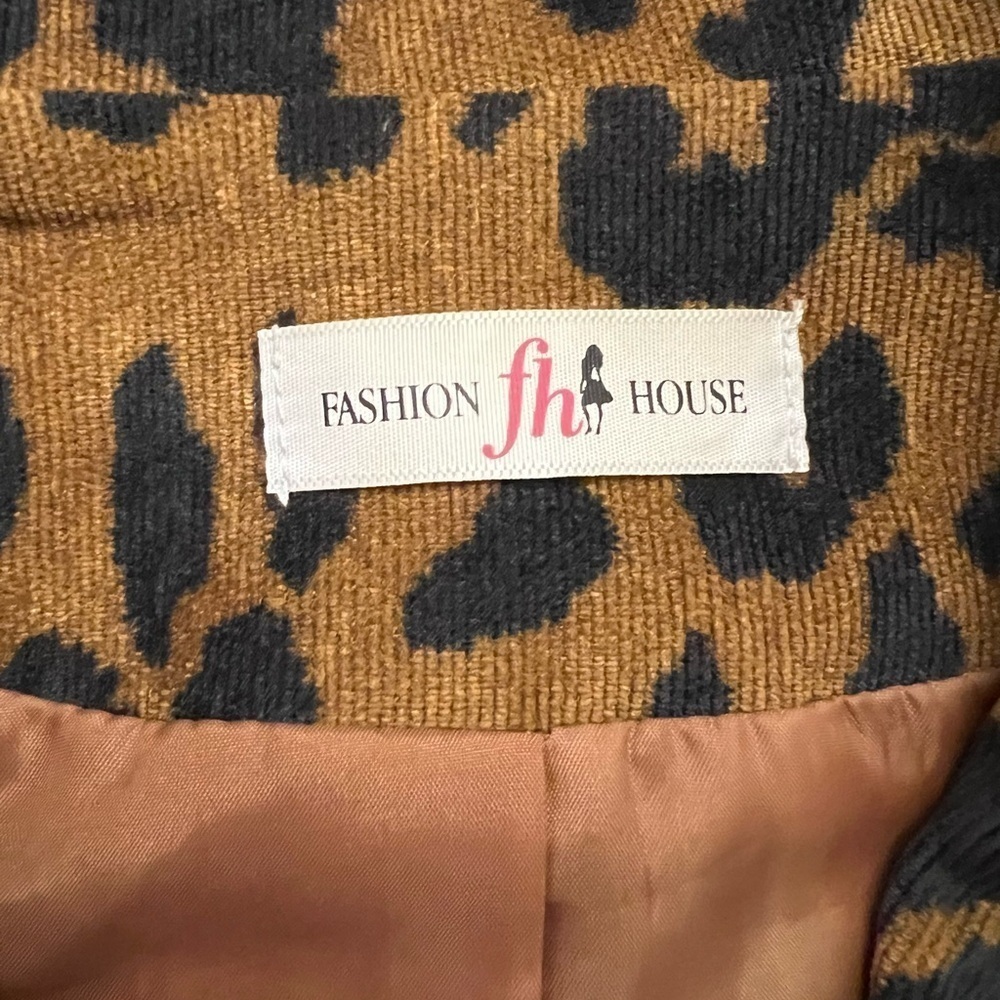 Fashion House Leopard Print Cropped Blazer Jacket Y2K - Picture 4 of 5